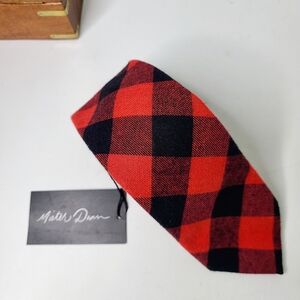 NWT Mister Dean Handsewn Buffalo Check Plaid Woven Grunge Cotton Tie